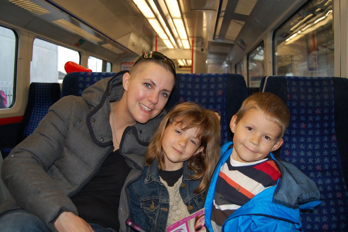 Deb and her children, while she was undergoing chemo
