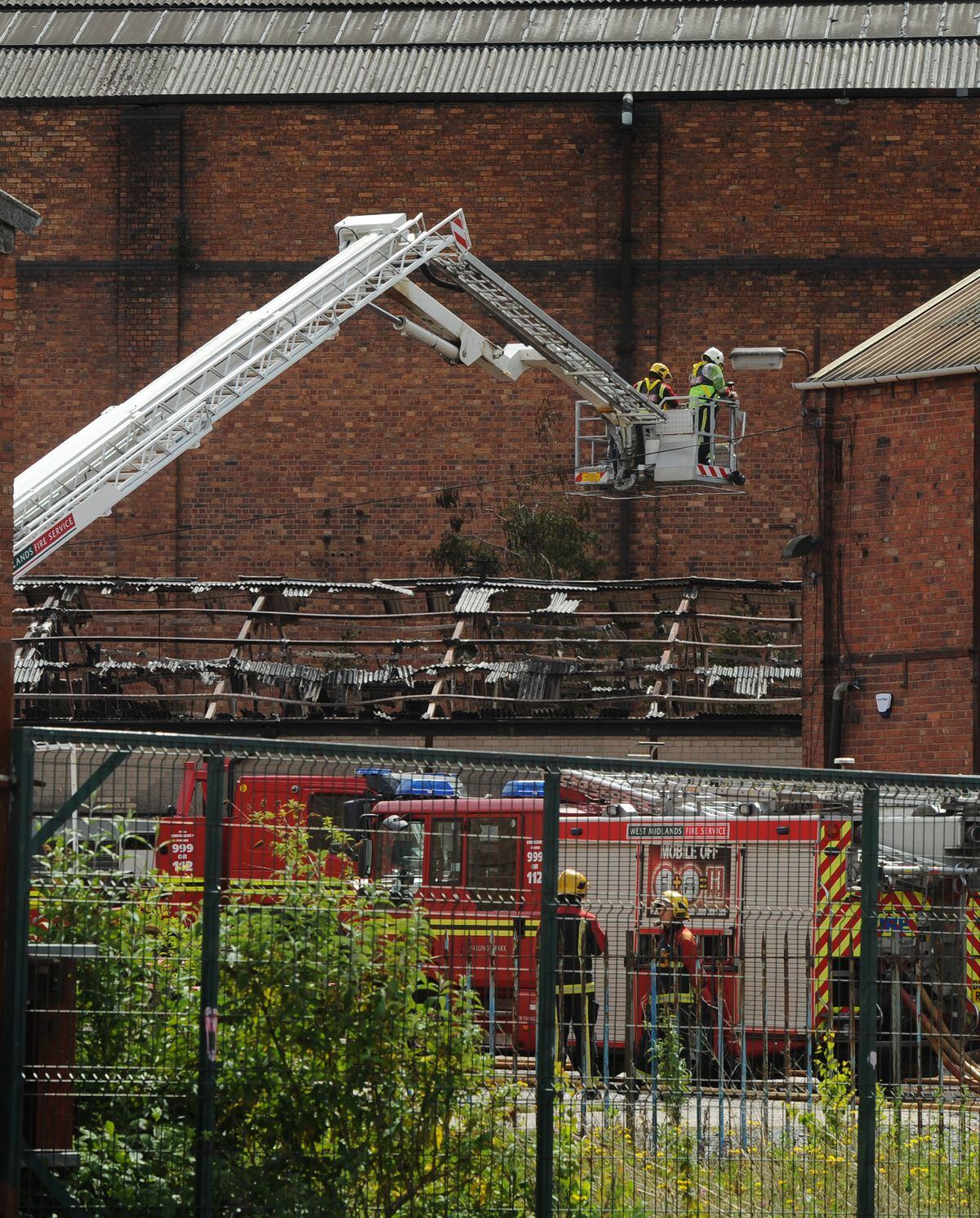 A hydraulic platform was used to tackle the blaze