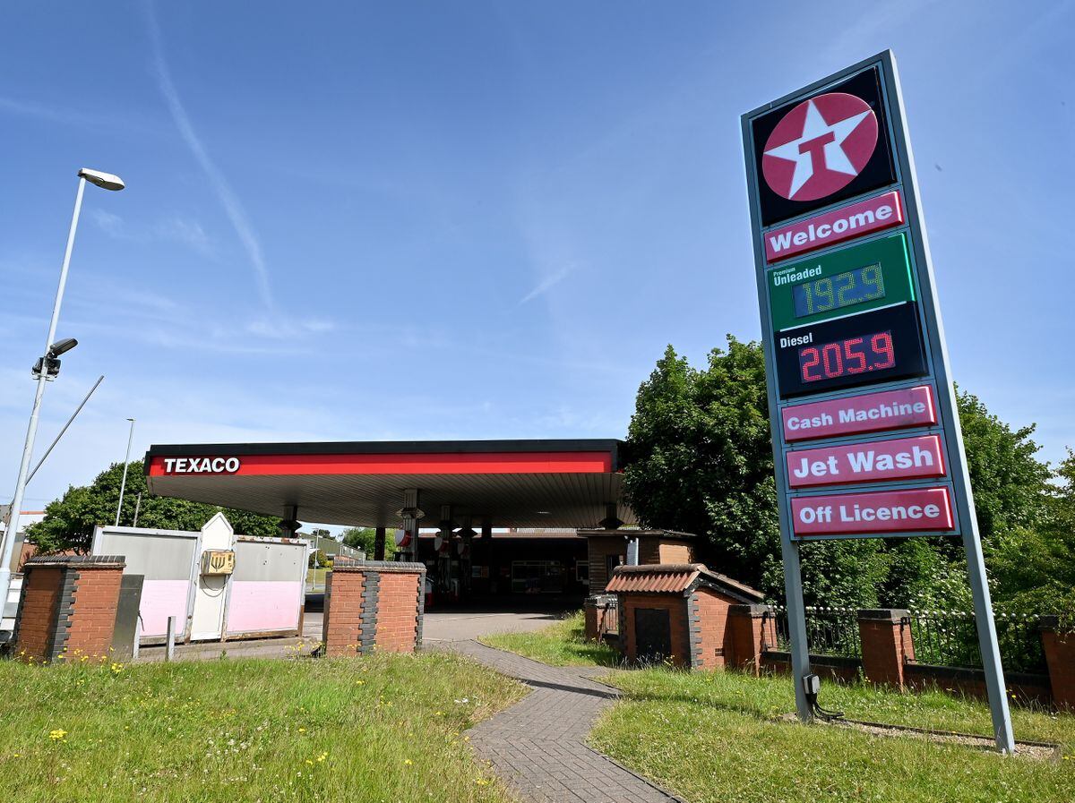 Texaco garage on Hawkes Green Road in Cannock, where petrol is 192.9 pence per litre and diesel is 205.9 pence per litre