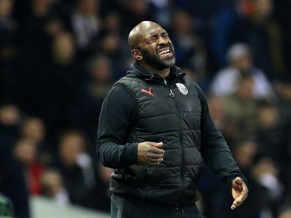 Darren Moore head coach / manager of West Bromwich Albion reacts