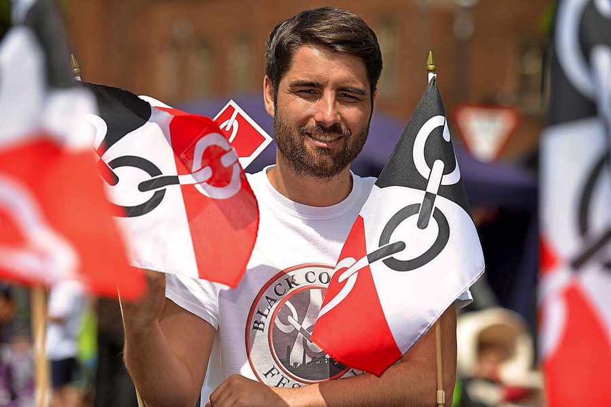 Flying the flag with pride – Steve Edwards, one of the organisers at the Black Country Festival in Dudley on Saturday
