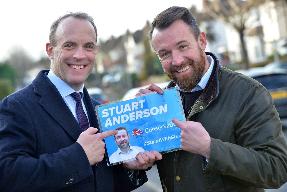Stuart Anderson, right, is the Tory candidate for Wolverhampton South West. With him is Foreign Secretary Dominic Raab