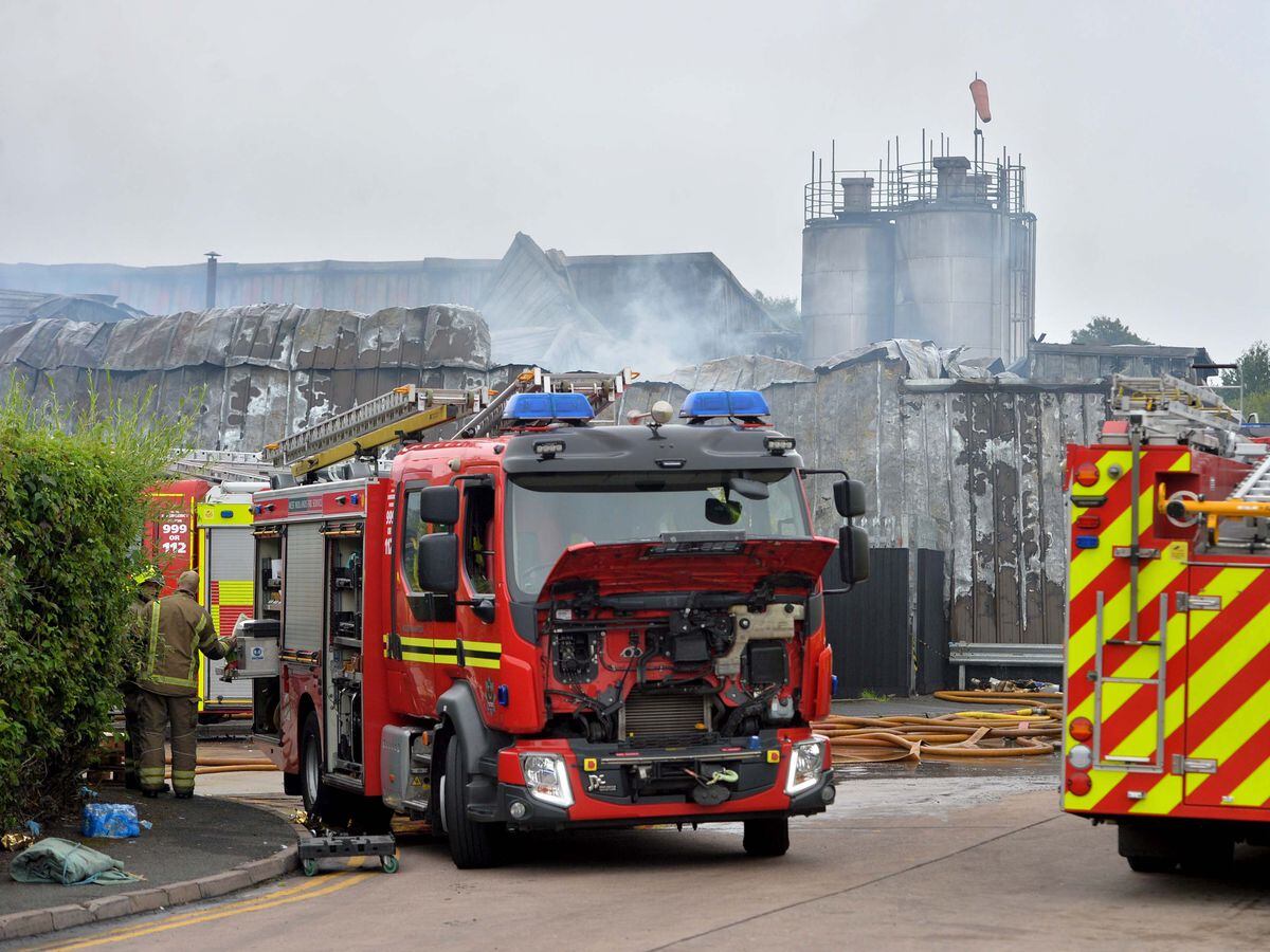 Firefighters are still at the scene of the blaze in Crackley Way, Dudley.