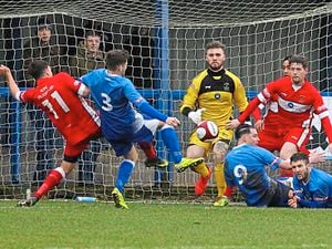 The nine men of Chasetown, in red, held on to beat Leek 2-1 on Saturday – their second win in a row