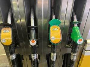 Petrol station forecourt pumps