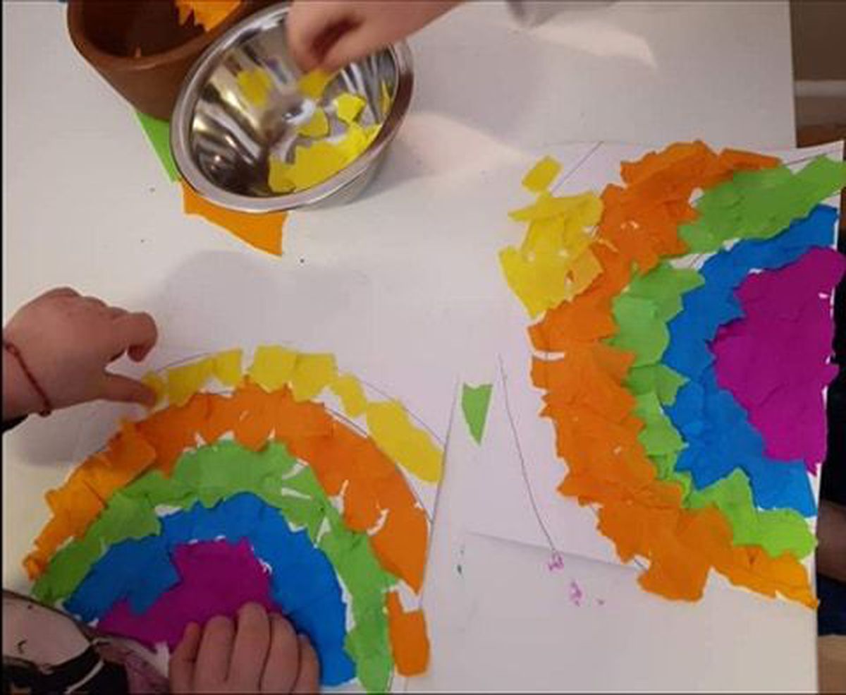 Lily, 2, creating rainbows at Ducklings Childminding, Pendeford