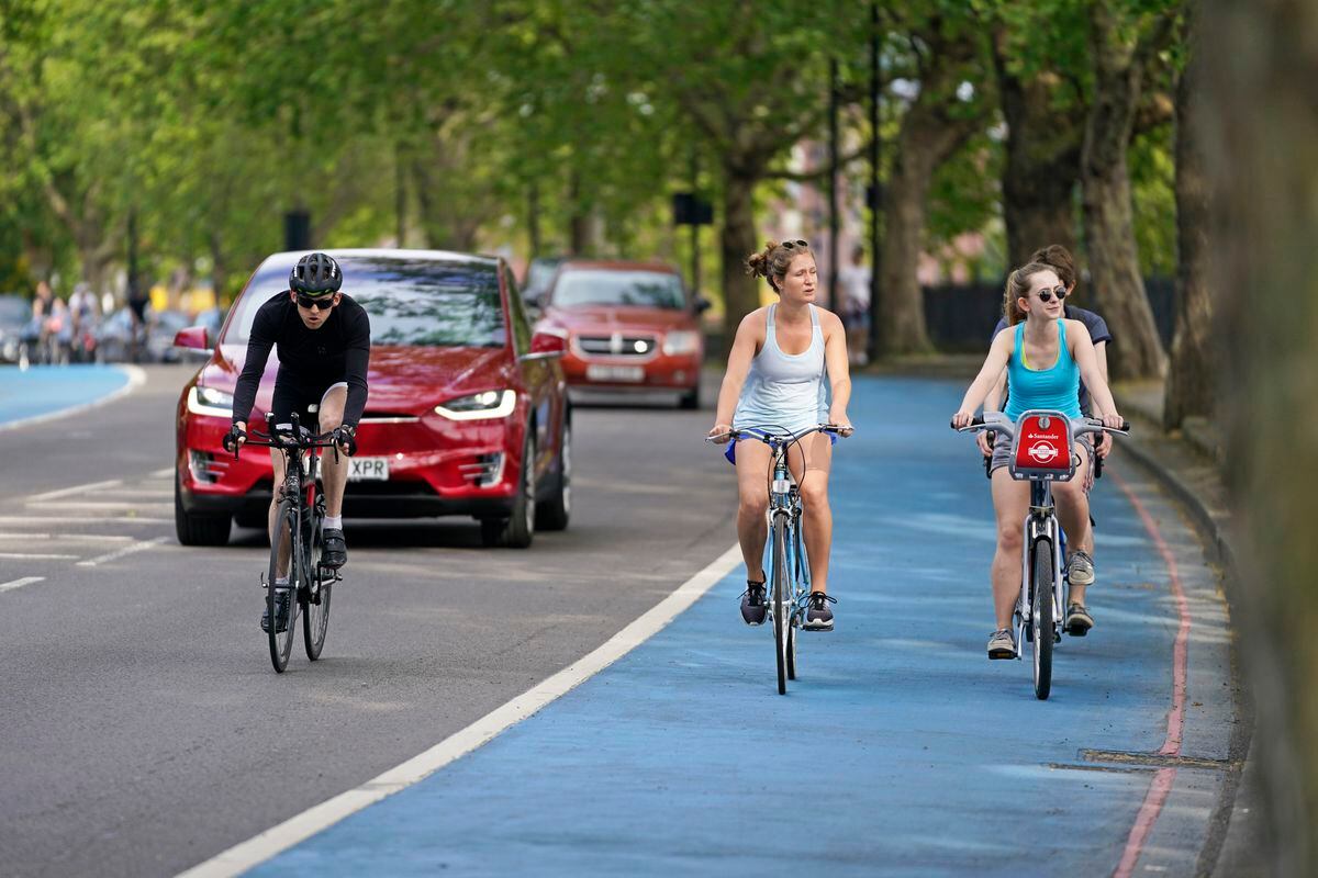 Bicycle lanes as seen in London
