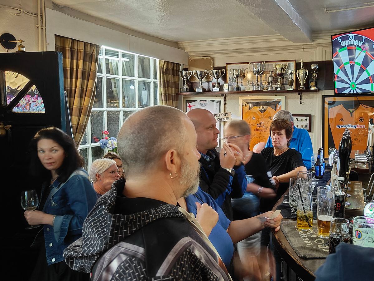 Drinkers at the Fosters Arms on Saturday
