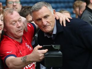 Tony Mowbray poses with Baggies fans during last September charity testimonial match involving Chris Brunt and James Morrison (Photo by Adam Fradgley/West Bromwich Albion FC via Getty Images).
