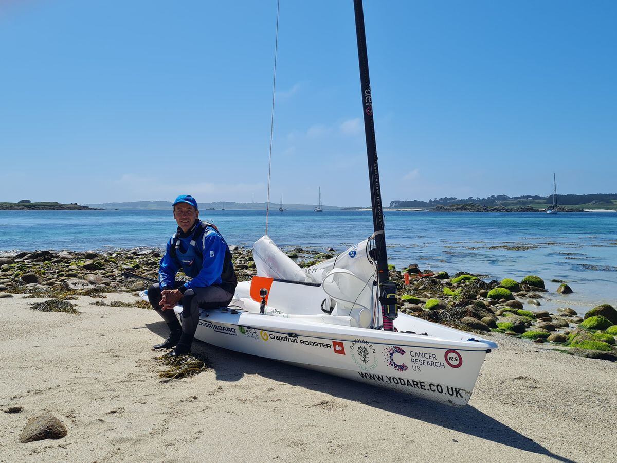 Ken Fowler with his sailing dinghy