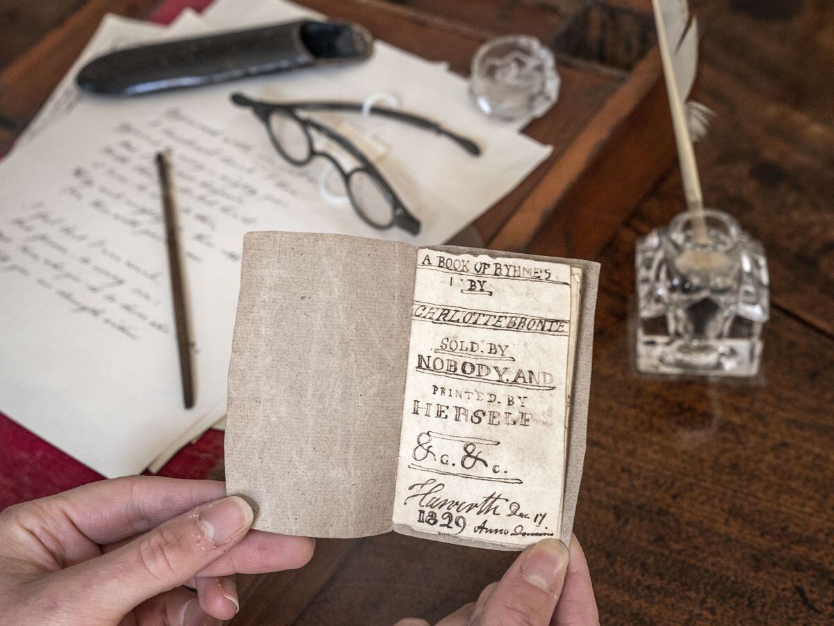 The last Charlotte Bronte miniature manuscript book known to be in private hands, as the book goes on display following its return to the Bronte Parsonage Museum in Haworth, Keighley, West Yorkshire, once the home of the Bronte family