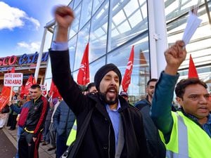 Workers from 2 Sisters protest at Tesco, New Square, West Bromwich