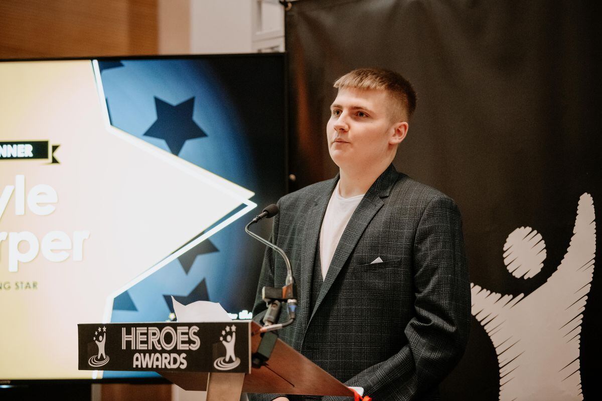 Young Star Award winner Kyle Harper gives a speech