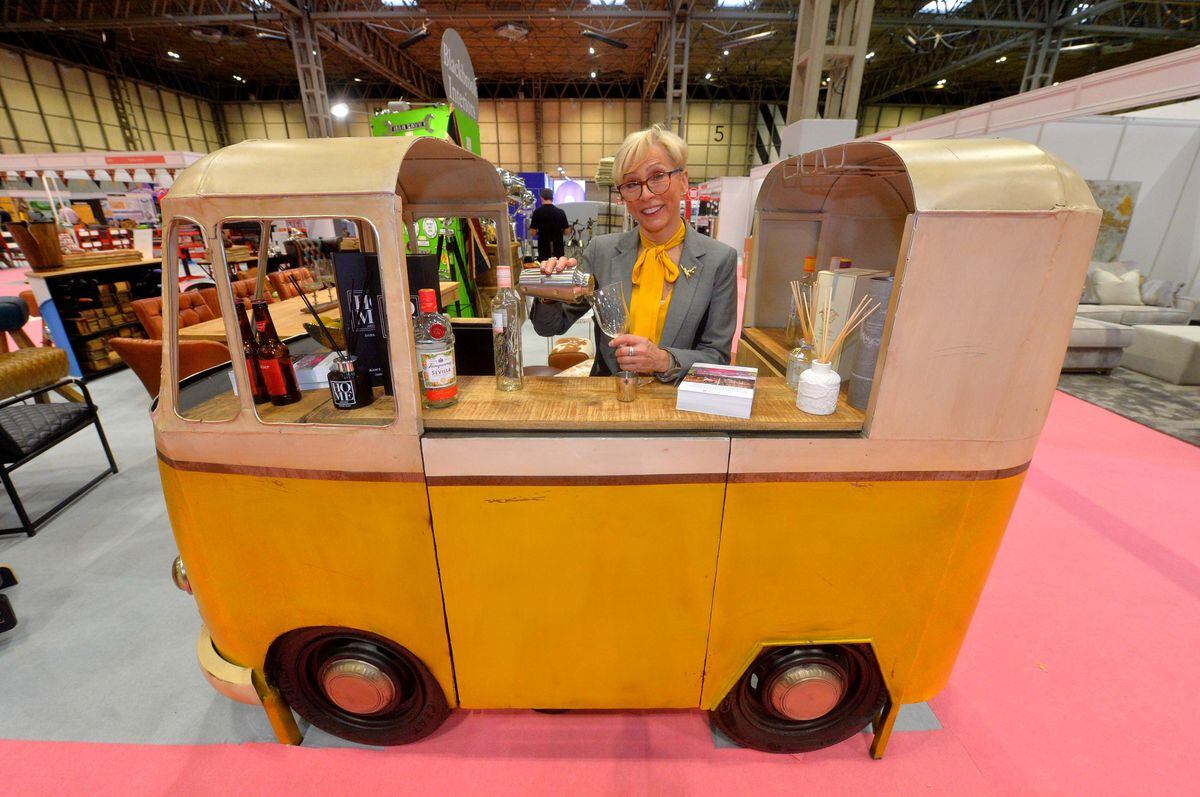 Avril McClement of Lichfield-based Blackbrook Interiors and Garden shows off a camper-van style mini bar