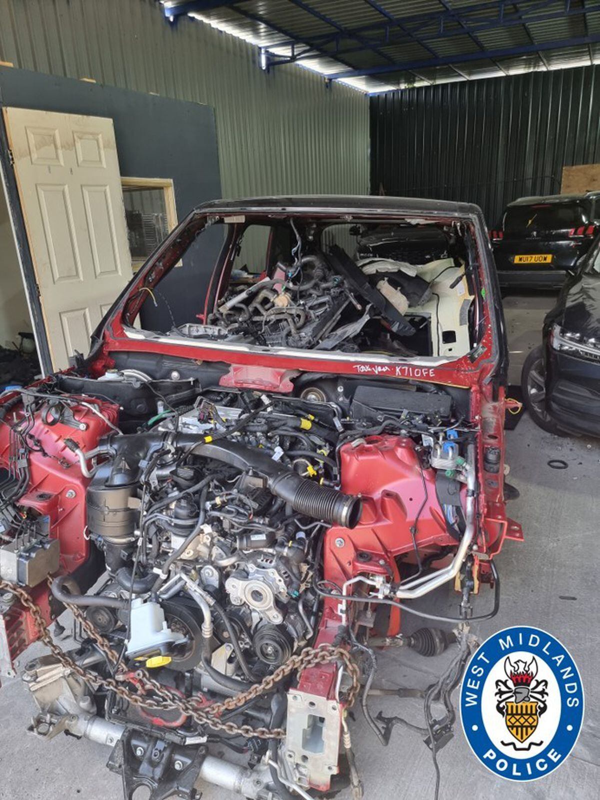 Some of the cars were found virtually disassembled at the site. Photo: West Midlands Police