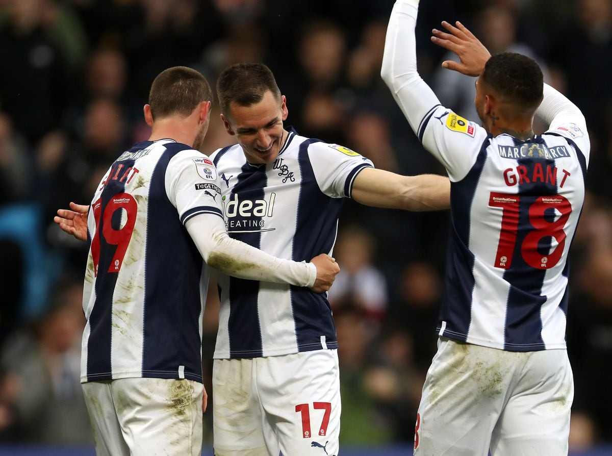 Jed Wallace of West Bromwich Albion celebrates after scoring a goal to make it 2-1 (Photo by Adam Fradgley/West Bromwich Albion FC via Getty Images).