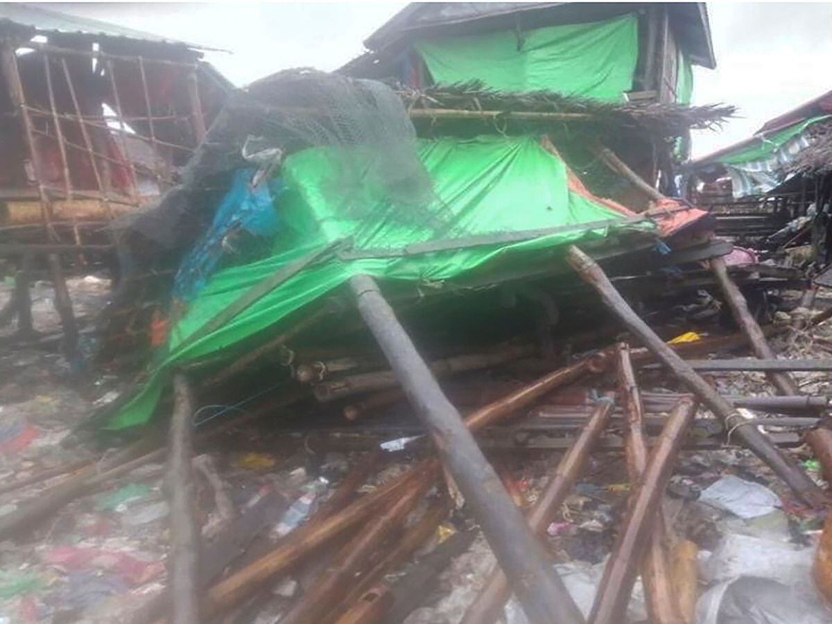 Buildings damaged by Cyclone Mocha in Kyauk Phyu township in Rakhine State