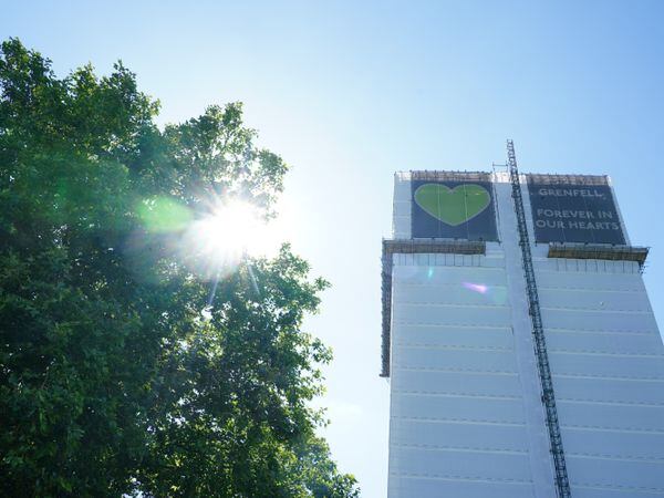 Grenfell Tower remains covered in hoarding since the 2017 fire