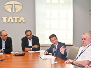 Andy Street in India with representatives from Tata and Councillor Ian Brookfield, leader of Wolverhampton Council