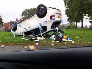 The car on its roof