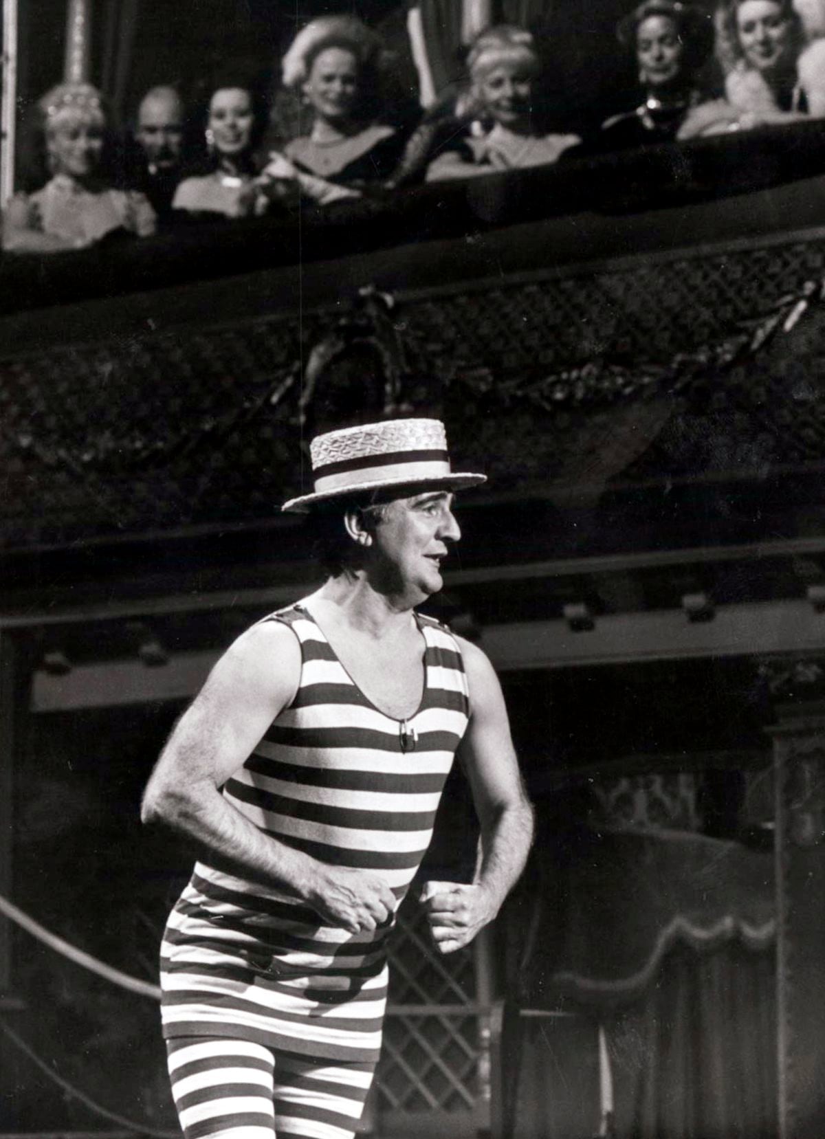 No-one could model an Edwardian bathing costume and boater hat better than Billy Dainty, pictured here in The Good Old Days, on BBC1 in 1980