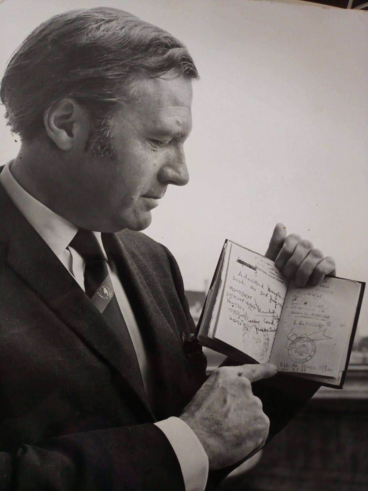 John Stonehouse with his much-stamped passport in 1971 (agency pic)