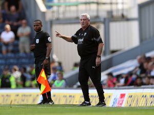 Steve Bruce during the Sky Bet Championship between Blackburn Rovers and West Bromwich Albion at Ewood Park on August 14, 2022 in Blackburn, United Kingdom. (Photo by Adam Fradgley/West Bromwich Albion FC via Getty Images).