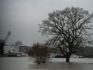 Worcester racecourse was flooded as the River Severn rose (Jacob King/PA)