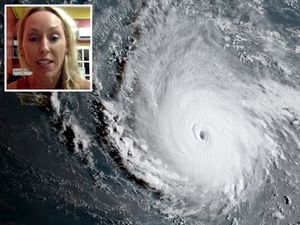 Gemma Handy, who is broadcasting live as Hurricane Irma makes landfall