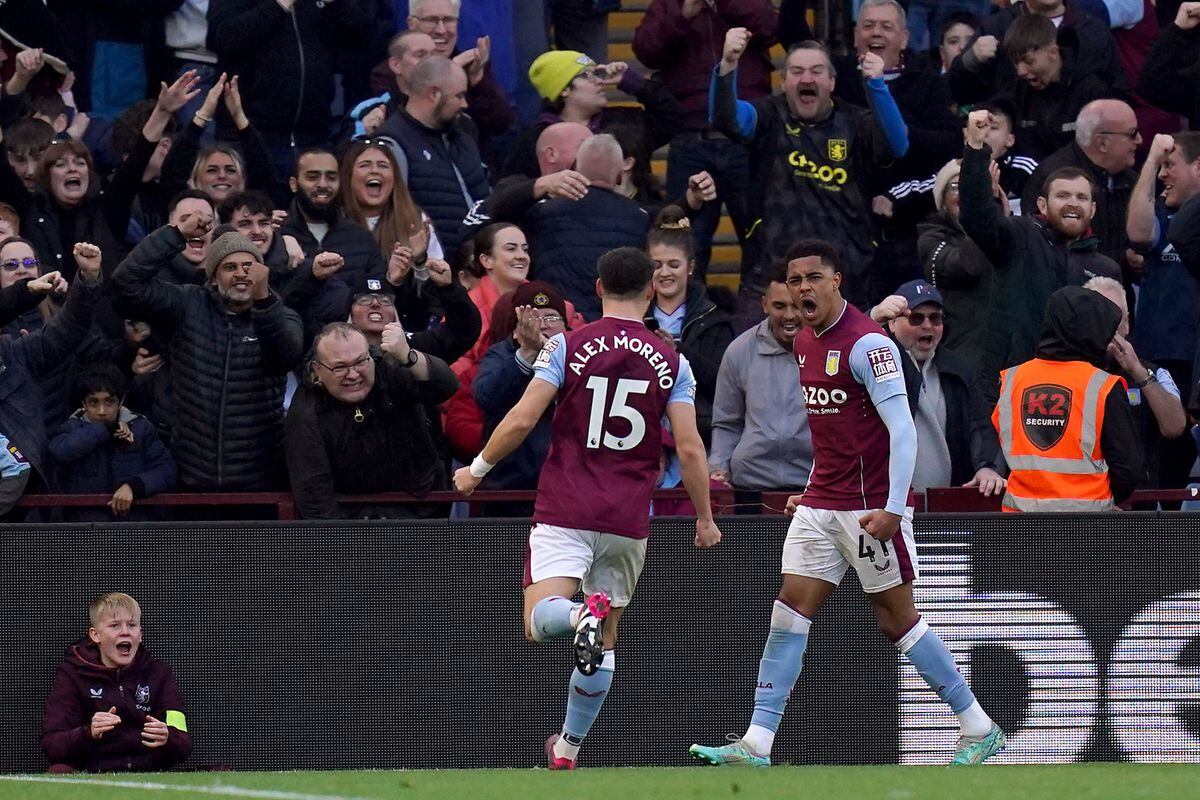 Aston Villa's Jacob Ramsey celebrates scoring their side's second goal of the game