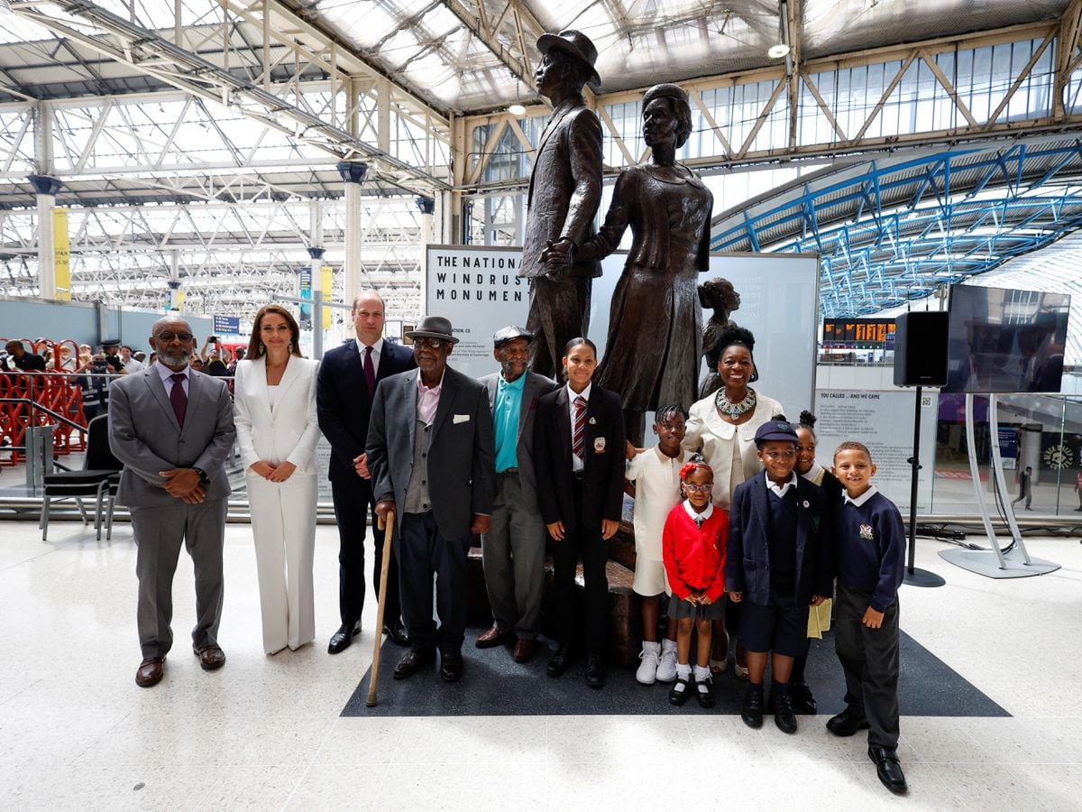 The Duke and Duchess of Cambridge at the unveiling of the National Windrush Monument at Waterloo Station, to mark Windrush Day