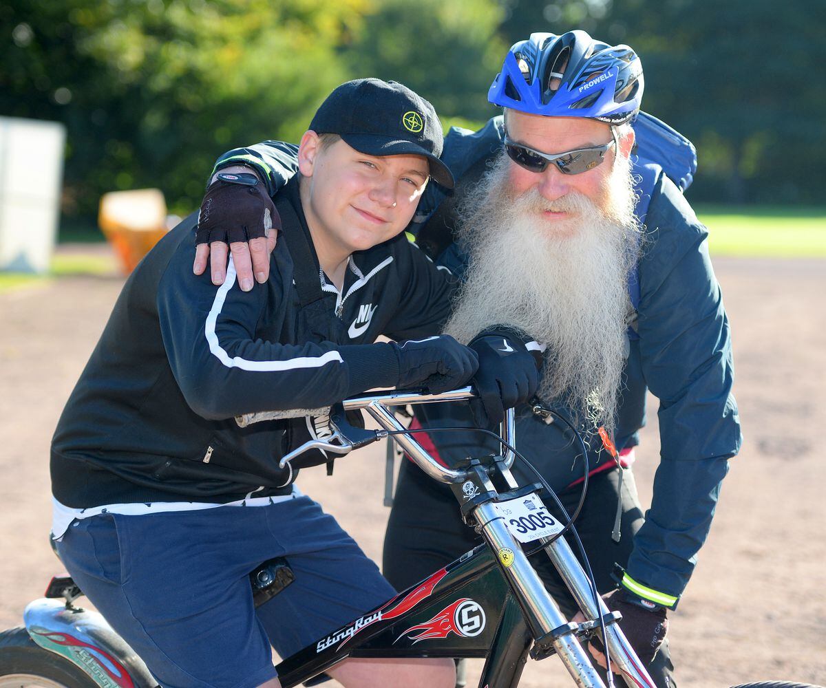 Eddie Patrick and grandad Pete Taylor, from Codsall, who did the 20k cycle ride.....