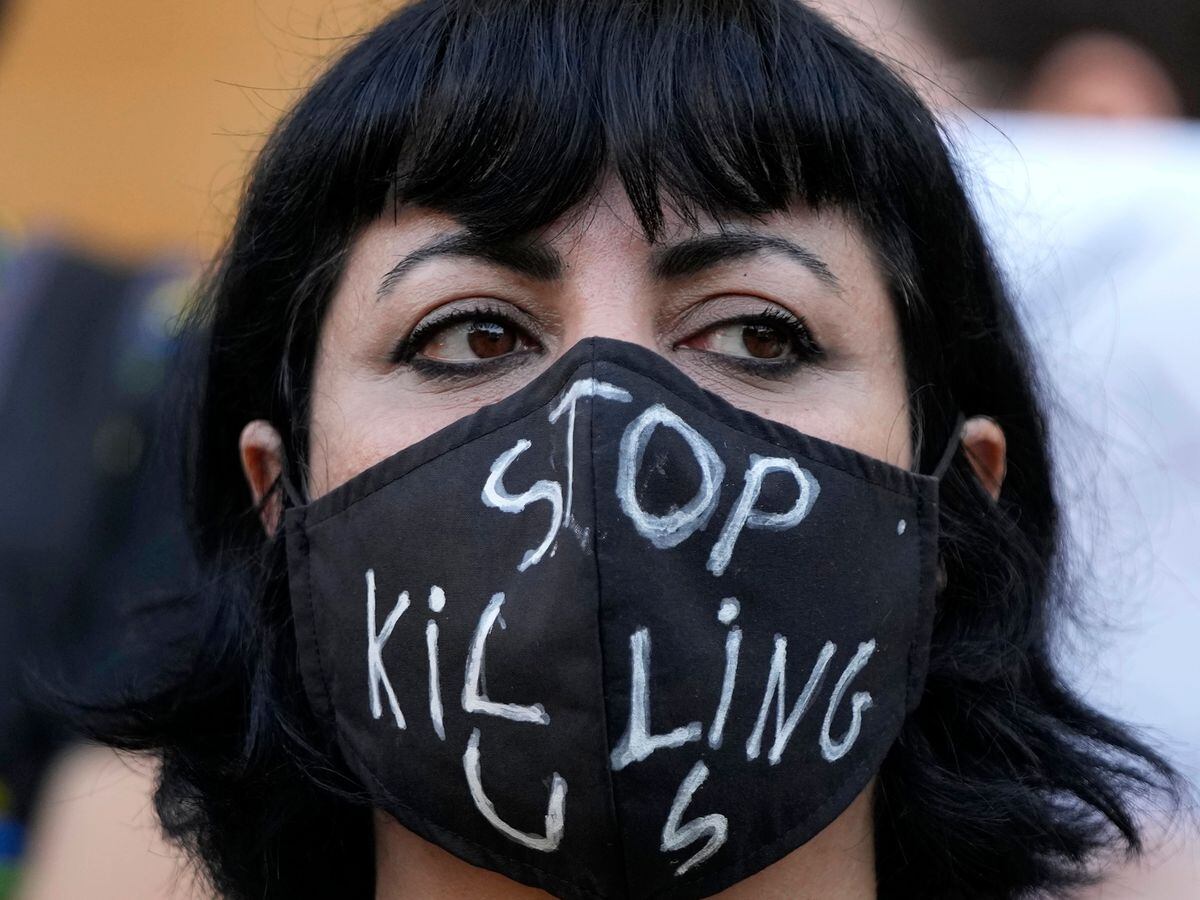 An activist in a mask