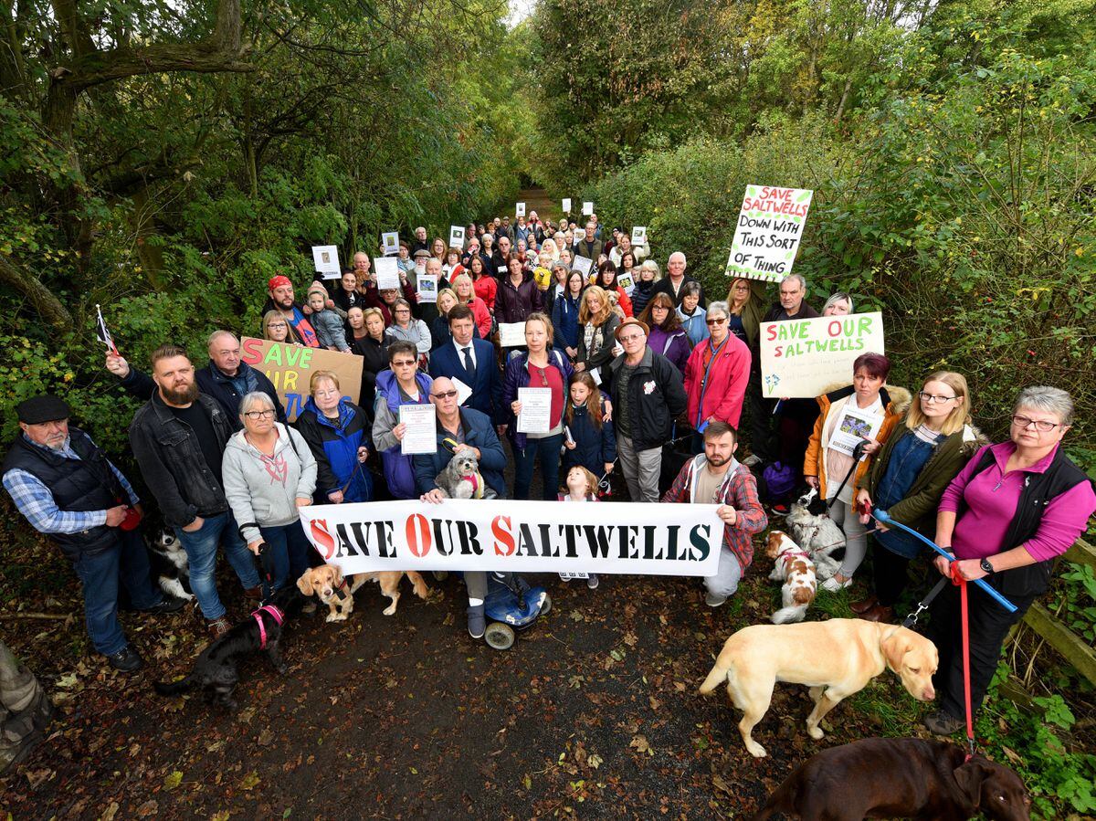 People turn out to protest at Saltwells Nature Reserve, Dudley, over a potential housing development