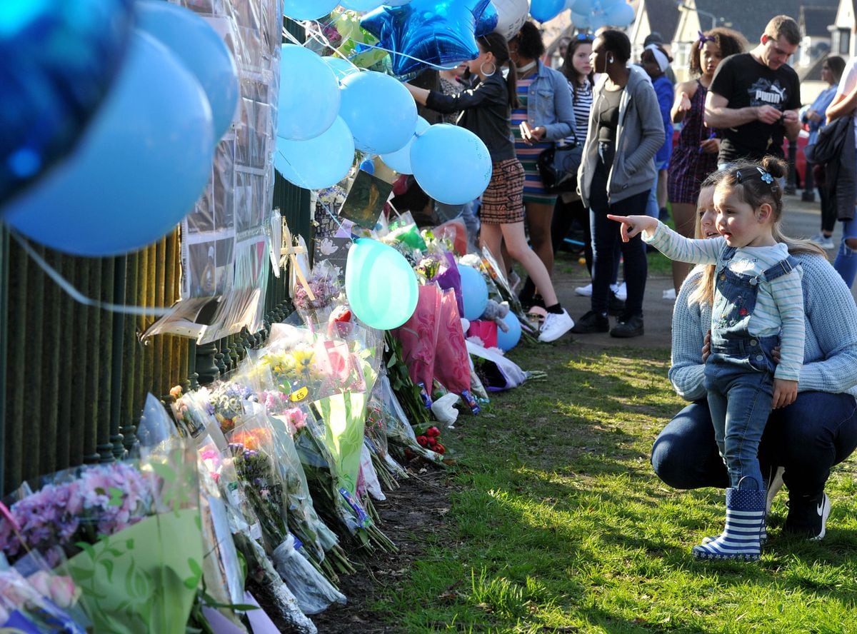 Balloons and tributes to Viktorija outside West Park