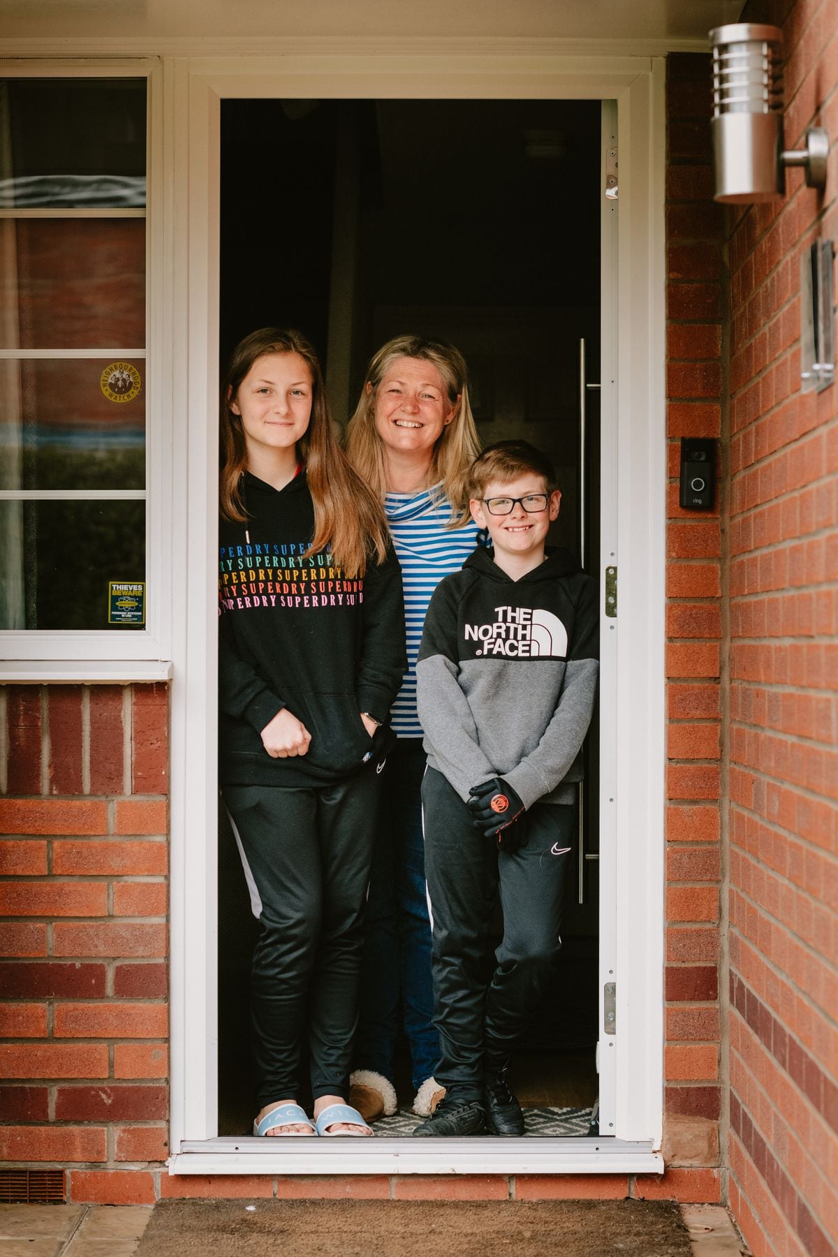 In Picture L>R: Izzy McNaughton 12, mum Donna McNaughton, and Toby McNaughton, 10, from Telford
