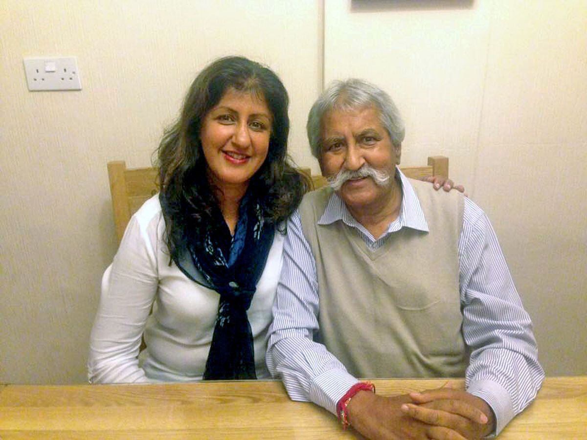 Private tutor Pam Batta, from Stourbridge, with father Tarsem Lal