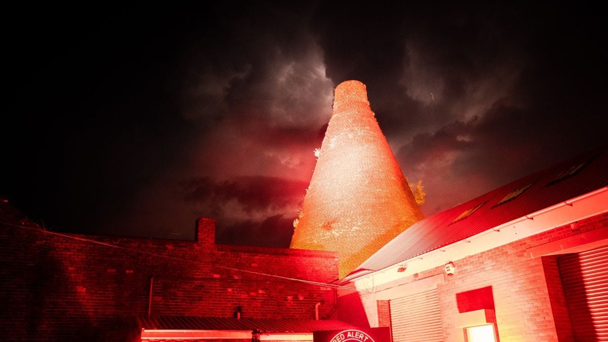 The Red House Glass Cone in Stourbridge was one of the venues which lit up red. Photo: Bran Holloway