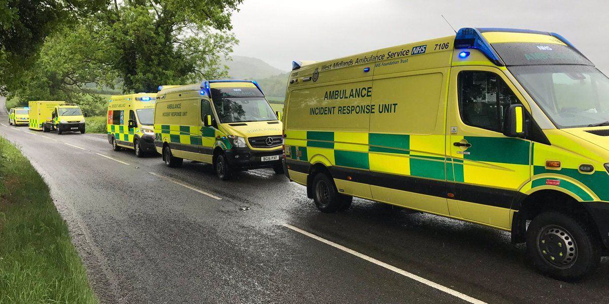 Ambulances parked up ready to respond to the incident. Photo: WMAS