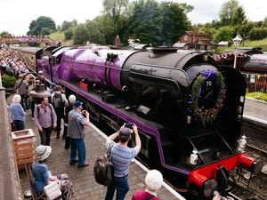 The purple steam locomotive at Bridgnorth last year during the Queen's Platinum Jubilee celebrations