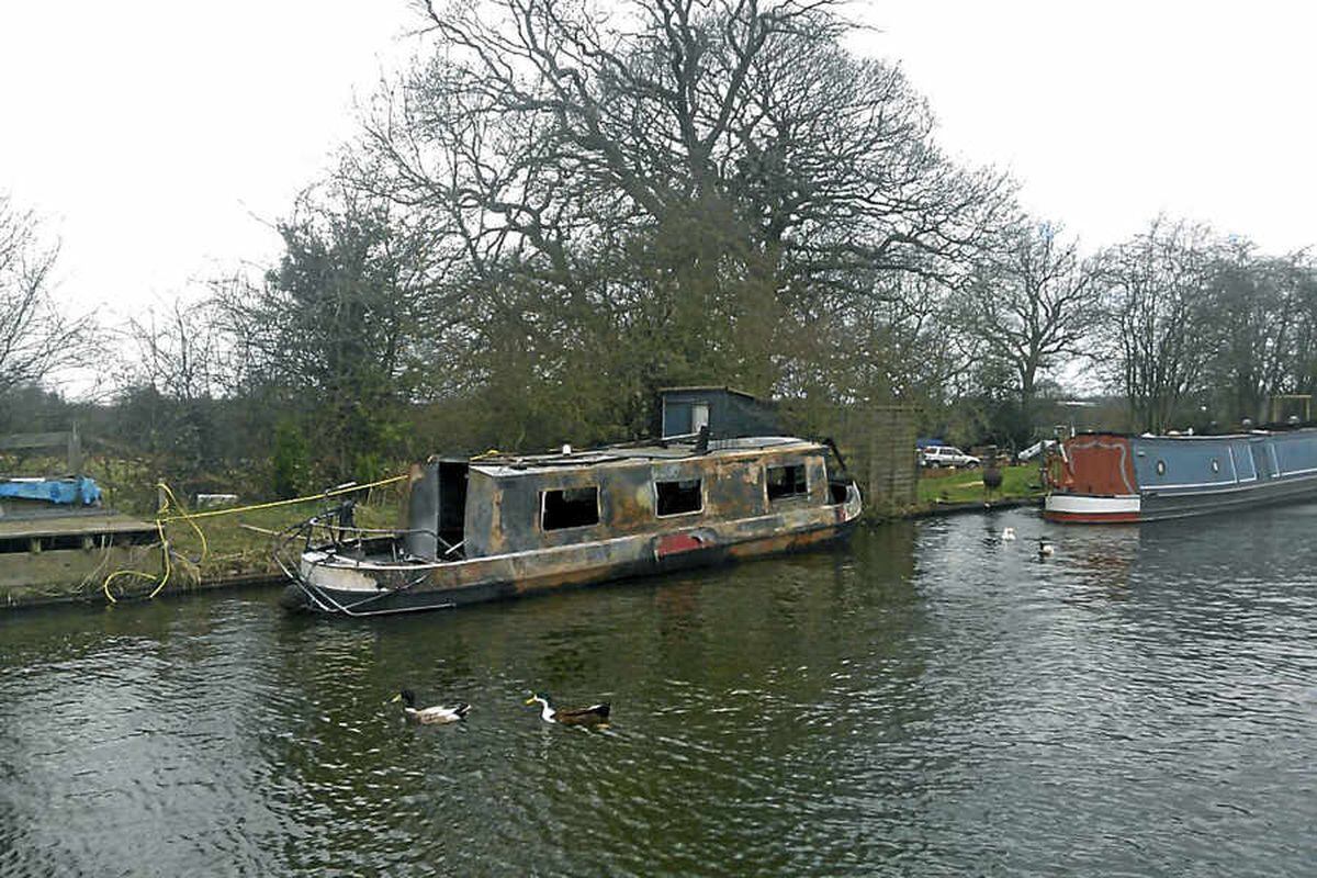 Canal boat burned out after an electrical fault