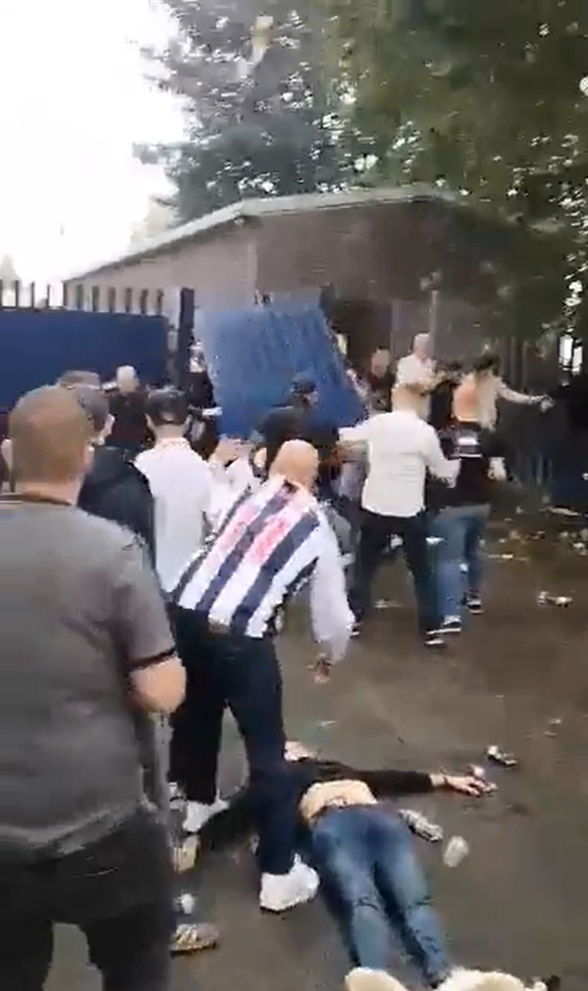 Violence outside The Hawthorns was caught on camera and shared on social media. Photo: Twitter