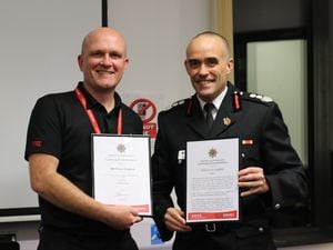 Watch manager Simon England (left) and Chief Fire Officer Rob Barber