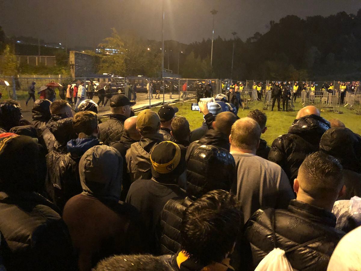 Queueing Wolves fans outside the Estádio Municipal de Braga. Photo: Pete Carvell