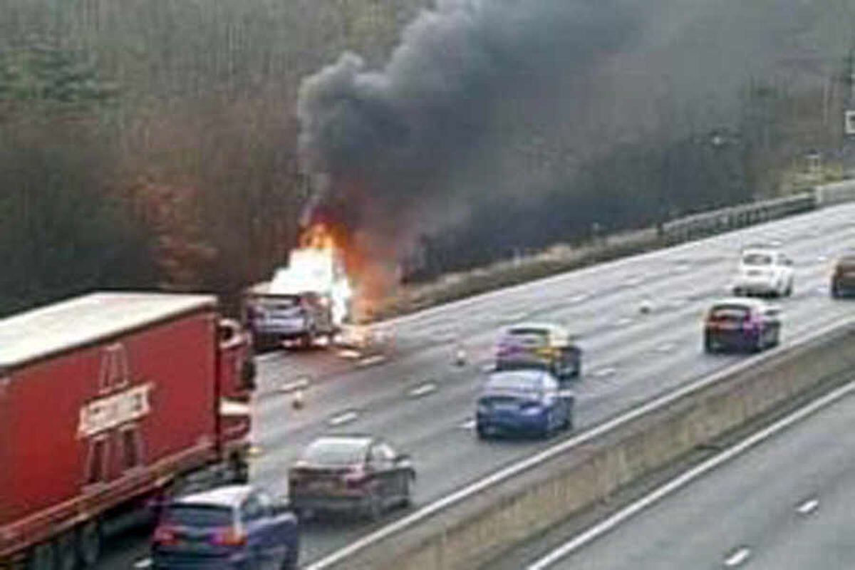 Car bursts into flames on the M6