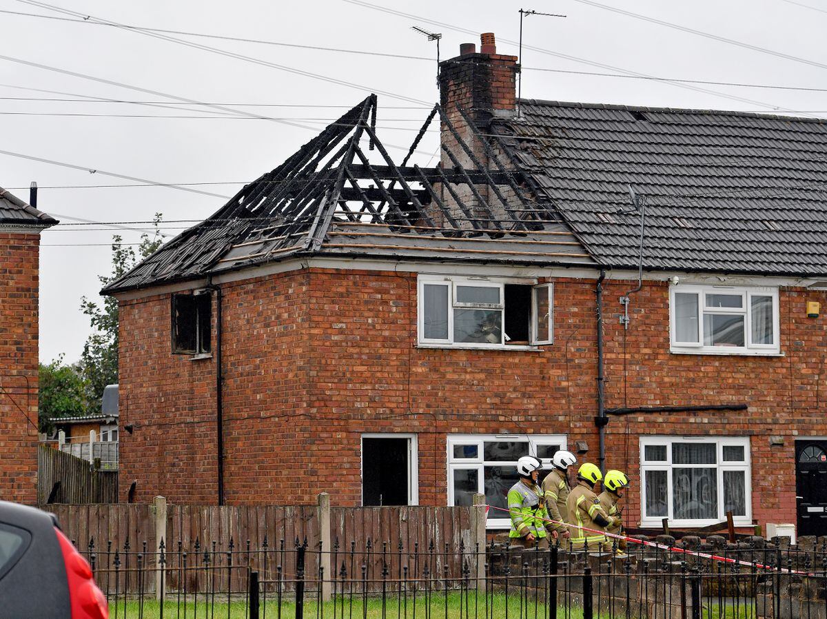 Firefighters tackled the blaze at a house on Carisbrooke Road in Friar Park, Wednesbury.
