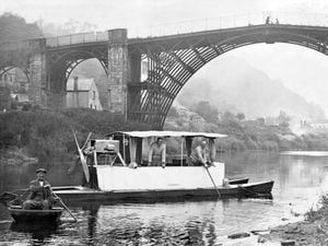 One of Wallie's hydrogliders at Ironbridge in July 1937, with famous coracle man Harry Rogers in attendance. Three Black Country friends took it on a holiday trip from Gloucester to Shrewsbury, but didn't quite reach the county town because of the weir.