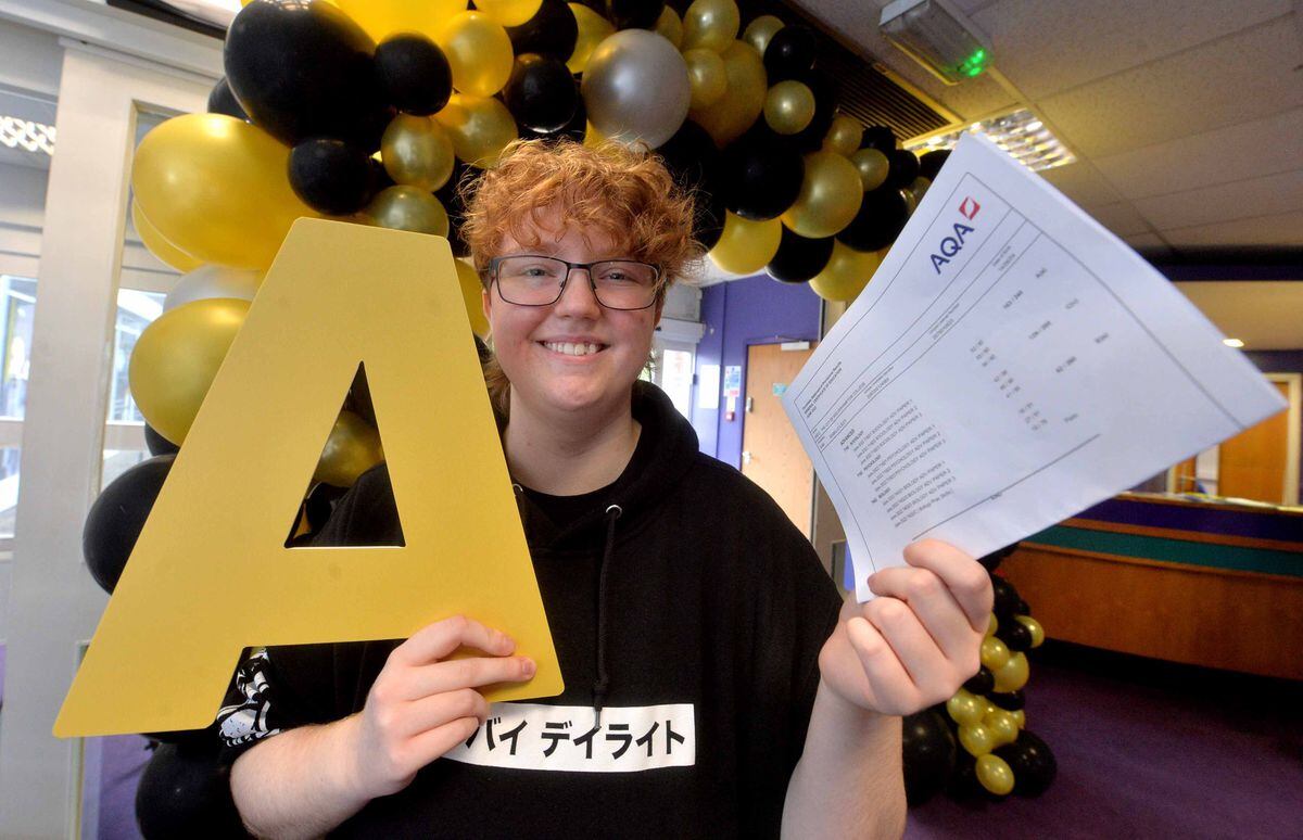 Ash Ilsley, 18, celebrates an A in sociology at Wolverhampton College 