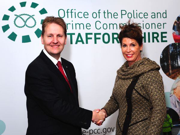 Sue Arnold with police and crime commissioner Matthew Ellis    