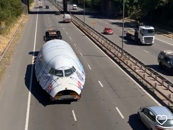 The plane at Junction 1 of the M5. Photo: @thedeck747